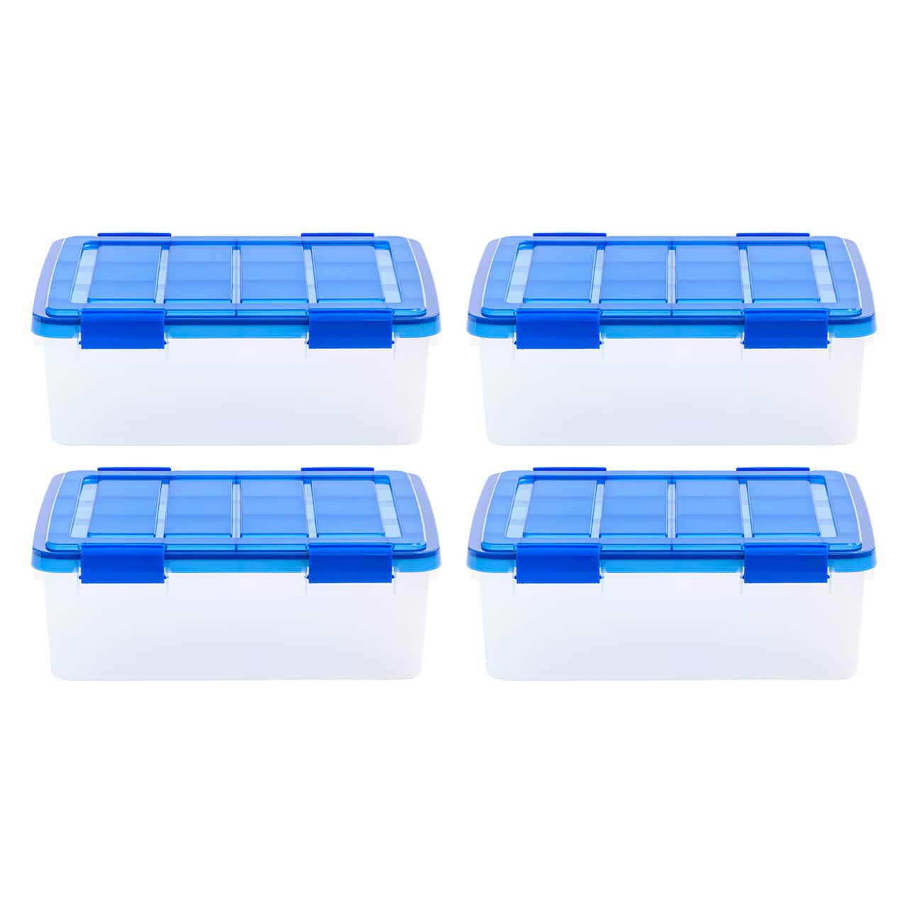 Iris® 6.5gal. Clear Plastic Storage Boxes With Blue Lid, 4 Pack